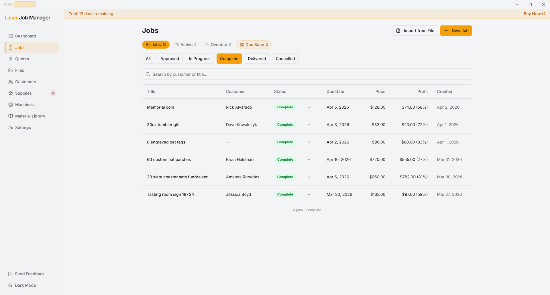 Track Supplies & See Job Profit